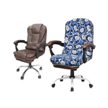 Imagem de NeColorLife Capa para cadeira de escritório GG com apoio de braço – Capa elástica para cadeiras grandes e altas, lavável e antiderrapante, estampa floral (tamanho extra grande, design estampado B)