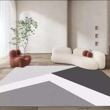 Imagem de Tapete para sala de estar, mesa de centro luxuosa, tapete preto e branco, moderno e minimalista, cobertor de cabeceira para quarto (140 x 200 cm (4,6 x 6,6 pés/X-SJR 11)
