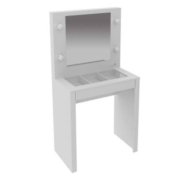 Imagem de Penteadeira Compacta com Espelho 1 Gaveta PE2017 Branca Tecnomobili