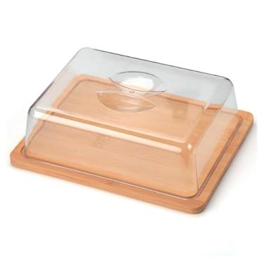 Imagem de BOLEIRA TAMPA QUADRADO PLASTICO ABS E BAMBU 26 CM X 20 CM X 7,5 CM