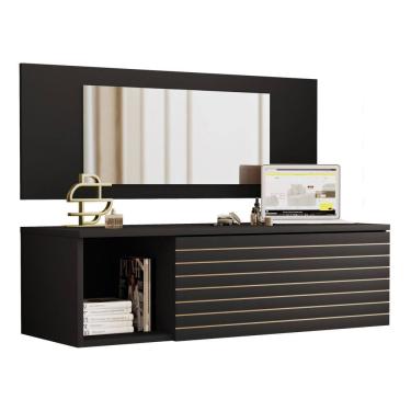 Imagem de Penteadeira Para Maquiagem Jolly com Bancada Suspensa 01 Gaveta e Espelho Preto - Abmaza