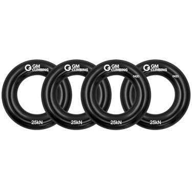 Imagem de Anel de Rappel GM CLIMBING 25KN para escalada de rochas Arborist Rescue Slackline Hammock Pack, 2. Small-Black, Pack of 4