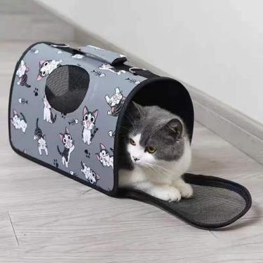 Imagem de Bolsa Mala Casinha ESTAMPADA Transporte Cachorros Gatos Pet CINZA - el