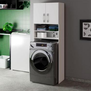 Imagem de Armário Multuso Brescia para Maquina de Lavar 2 Portas Branco - Pnr Mó