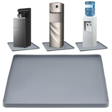 Imagem de Bandeja coletora para refrigerador de água, evita vazamento de água e protege o chão e o tapete, 40 cm x 40 cm, tapete de silicone antiderrapante à prova de vazamento com borda elevada, para a maioria