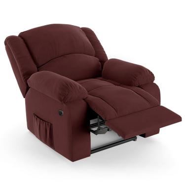Imagem de Poltrona Do Papai Reclinável Pietra Power Elétrica Massagem Fh9 Veludo Vinho - Mpozenato