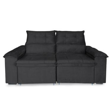 Imagem de Sofá Retrátil E Reclinável 3 Lugares Verona 2,00m - élpis Móveis Veludo Preto