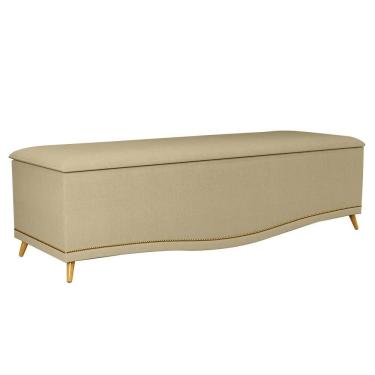 Imagem de Calçadeira Baú Queen 160cm Com Tachas Imperial J02 Linho Areia - Mpozenato