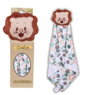 Imagem de Naninha Para Bebê Porta Chupeta Bichinhos - Criativa, Leãozinho Marrom
