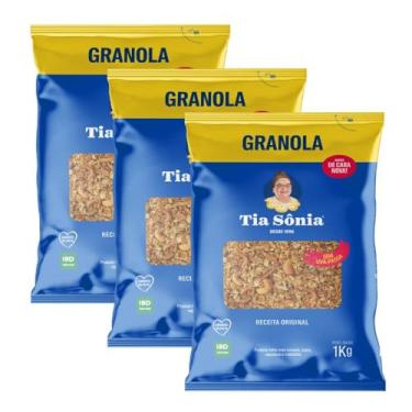Imagem de Tia Sônia, Kit 3 Granola Tradicional Sem Uva passa 1Kg cada Tia Sônia