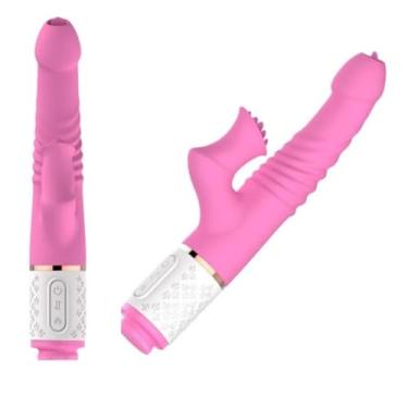 Imagem de Vibrador Com Língua Estimuladora Dupla 7 Vibrações Potentes e Cerdas Aquecimento Discreto