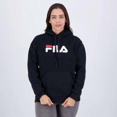 Imagem de Moletom Fila Comfort Letter Winter Com Capuz Feminino, Preto, GG