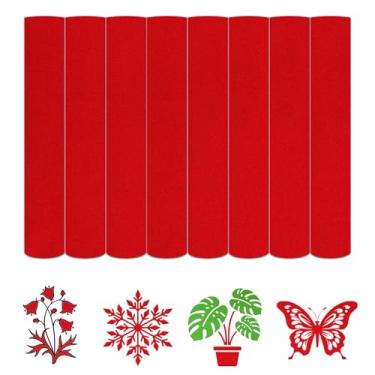 Imagem de HTVSTD Vinil De Transferência Térmica Flocado - 8 Folhas 12'' X 10'' Vermelho Htv Para Passar A Ferro Em Camisetas