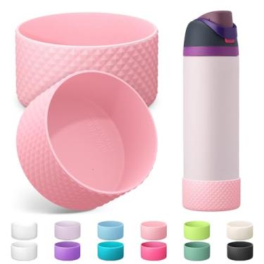 Imagem de Alwenid Peças De Capa Protetora Silicone Para Garrafa Água Owala 24 Oz, Antiderrapante, Protetor Para-Choque Inferior, Torção E Abertura Garrafas Aço Inoxidável (Rosa)