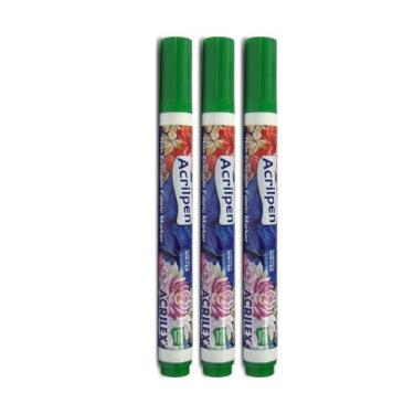Imagem de Caneta Para Tecido Acrilpen 3 Unidade - Acrilex - Pintura Permanente e Personalização É Ideal Para Personalizar E Detalhar Seus Projetos De Tecido Com Precisão E Durabilidade (513 Verde Musgo)