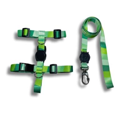 Imagem de Coleira Peitoral Tipo H para Cães - Anti-Puxão com Guia de 1,10m | Varias Estampas (Verde,P)