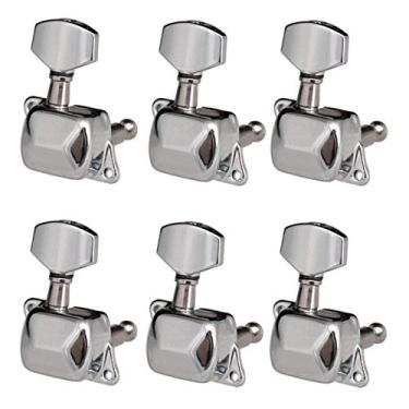 Imagem de WALFRONT 6 Peças Tuning String Tuning PEGS Cabeças de Máquina de Liga de Zinco para a Maioria Dos Violões Elétricos ou Acústicos Com Acabamento Cromado Substituição Semi -selada (6r)