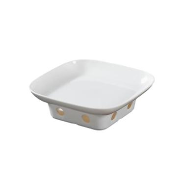 Imagem de Prato de pato assado delicado quadrado esmaltado estilo nórdico - prato profundo quadrado de 25 cm + assento de fogão