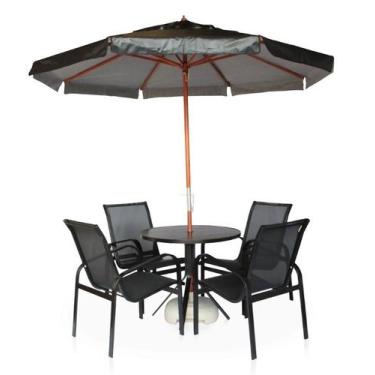Imagem de Conjunto de Mesa Com 4 Cadeiras Linha Leve Com Ombrelone Grátis - Pret