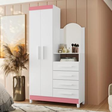 Imagem de Cômoda Giorgia Branco Rosa Titanium Azul Com Espelho