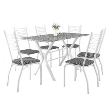 Imagem de Mesa De Jantar Retangular Fabone Miami Com 6 Cadeiras Branco