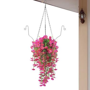 Imagem de Flores Artificiais Penduráveis - Cesto de Plantas Falsas,Decoração Botânica Falsa para Suspensão em Exterior para Jardim Sala Estudo Corredor Varanda Hotel Casamento Sala Jantar