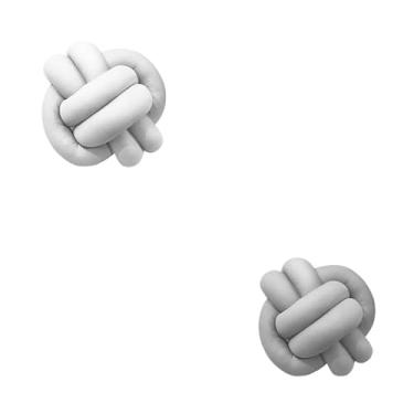 Imagem de Almofadas De Nó 28cm x 28cm Lindas Decorativas Sala Sofá Cama Cores (BRANCO E CINZA)