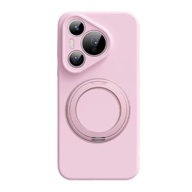 Imagem de LTLMYDAM Capa ultrafina para Huawei Pura 70 Ultra/70 Pro/70 Pro+/70, proteção de lente com tudo incluído, capa de telefone de silicone líquido, com revestimento de forro de fibra de anel, rosa, 70 Pro