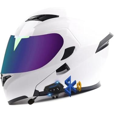 Imagem de Capacete Bluetooth De Motocicleta Modular, Capacete De Motocicleta Flip Up Ti-collision Capacete Integral Ti-fog Com Guarda-sol Duplo Capacete De Motocicleta Flip De Segurança C, H, L(59~60cm)
