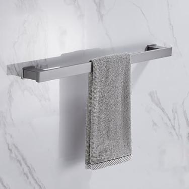 Imagem de Conjunto de banheiro cinza metálico - Toalheiro, porta-papel e suporte para escova de vaso sanitário | Ferragens de 5 peças, barra de toalha individual