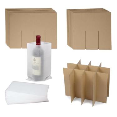 Imagem de HESESOH 3 Conjuntos de Kits de Divisórias de Vidro para Caixas de Mudança, Kit de Embalagem de Pratos de Cozinha com 36 Bolsas de Espuma Que Cabem Em Caixa de 16x12x12" para Embala (, Marrom)