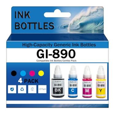 Imagem de Conjunto de 4 frascos de tinta (135 ml/70 ml) para substituir Canon GI-890 refil de tinta compatível com Canon G1800 G1810 G2800 G2810 G2811 G2812 G2813 G3800 G3810 G3811 G3881 Série 12 Pr. inters, 4