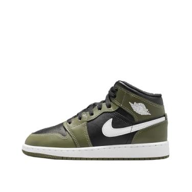 Imagem de Tênis infantil Air Jordan 1 Mid Big, preto/verde-oliva médio/branco, 18