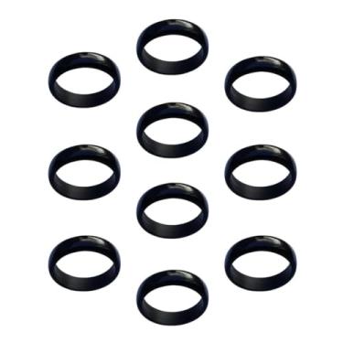 Imagem de Kit 10 Anel De Coco Tucum Unissex Preto Brilhoso