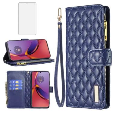 Imagem de Asuwish Capa de telefone para Motorola Moto G84 5G capa carteira com protetor de tela de vidro temperado e suporte de cartão de crédito flip de couro acessórios para celular TPU Kickstand Slim G 84