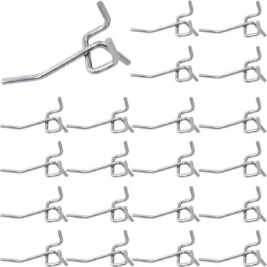 Imagem de WHYHKJ 40 peças de ganchos de metal para quadro de pegboard, comprimento de 5 cm, distância do orifício de prata, 3,5 mm, ganchos para placa de prateleira para cozinha, garagem, ferramentas de