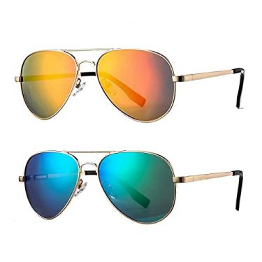 Imagem de Óculos de sol aviador polarizado para homens e mulheres, armação de metal leve com proteção UV400, Gold Frame/Orange Lens,gold Frame/Green Lens, MM
