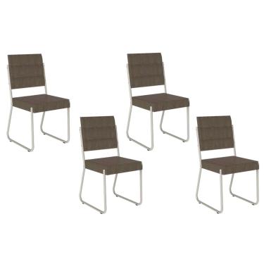 Imagem de Kit 4 Cadeiras Sala Jantar 1736 4 Uni Prata/Suede Linho Cinza - Carraro