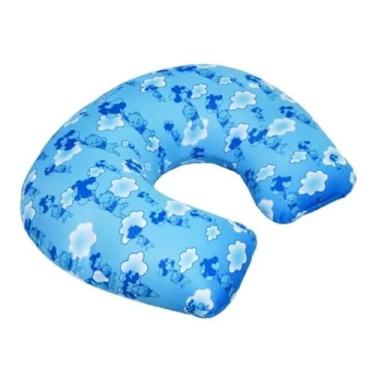 Imagem de Almofada Amamentação Preenchimento Macio Azul Estampada