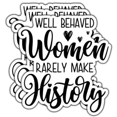 Imagem de (3 peças) Adesivo feminino bem-comportado raramente faz história engraçado citação feminista decalques sarcásticos adesivos de vinil à prova d'água para livros, laptops, telefone, garrafas de água
