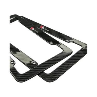 Imagem de Moldura De Placa De Licença Em Fibra De Carbono E Aço Inoxidável Audi 