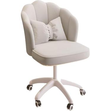 Imagem de Cadeira De Escritório Fofa De Veludo, Cadeira Giratória Estofada Cadeira De Vaidade De Altura Ajustável Com Rodas E Braços, Poltrona Giratória Morden Con, White, 60x73-83cm(24x29-33")