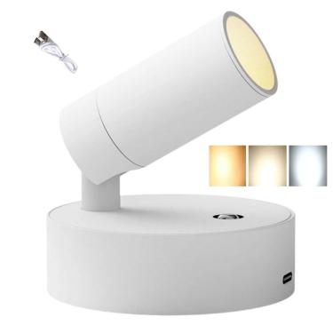 Imagem de Luminaria 3 Tons LED Arandela Bateria Recarregavel USB Mesa Parede Cabeceira Leitura Quarto Sala Estudo Trabalho Luz