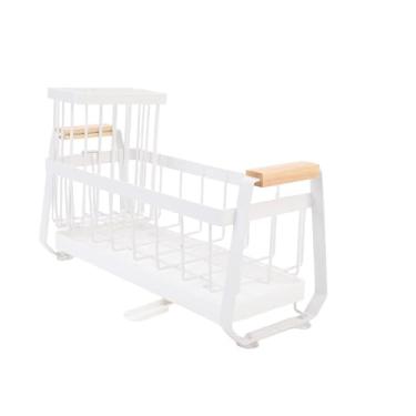 Imagem de Pssopp Organizador de Caddy de Pia, Organizador de Dispensador de Sabão de Bancada de Cozinha Com Bandeja de Drenagem para Esponjas Scrubbers Utensílios de Sabão (WHITE)