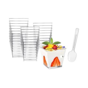 Imagem de Mini Copos Quadrados De Plástico Transparente Para Sobremesas 1-100PCS