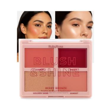 Imagem de Paleta Blush E Iluminador Shine 4 Tons 19,41g - Ruby Rose (Berry Bronze, Tamanho único)
