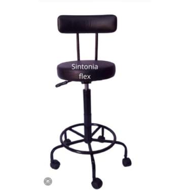 Imagem de Cadeira Mocho Secretaria Podologo L Duplo Base Ferro Rodízio - Sintoni