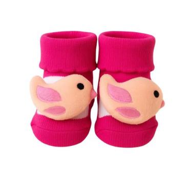 Imagem de Meia Antiderrapante Plin Baby 3D Passarinho CorRosa