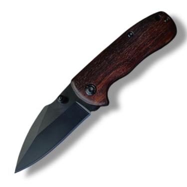 Imagem de Canivete Cabo De Madeira Tatico Com Clips De Bolso Lamina Black + Caixa Presente