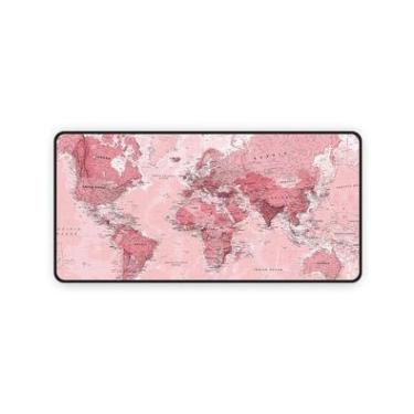Imagem de Mouse Pad Gamer, Criarte Speed Extra Grande, Mapa Mundi Rosa, 90x40 Cm